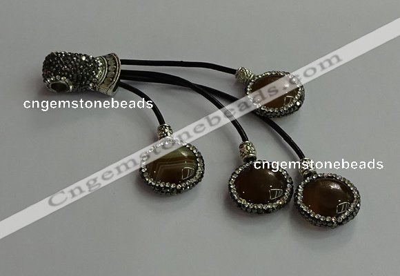 CGP728 18mm - 20mm coin agate tassel pendants wholesale