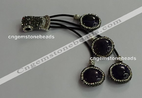 CGP729 18mm - 20mm coin agate tassel pendants wholesale