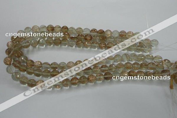 CGQ25 15.5 inches 10mm faceted round gold sand quartz beads