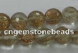 CGQ26 15.5 inches 12mm faceted round gold sand quartz beads