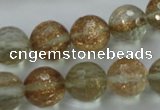 CGQ27 15.5 inches 14mm faceted round gold sand quartz beads