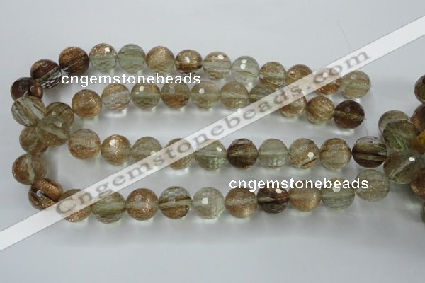 CGQ28 15.5 inches 16mm faceted round gold sand quartz beads