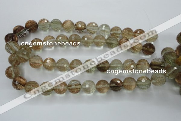 CGQ30 15.5 inches 20mm faceted round gold sand quartz beads