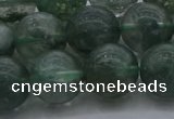 CGQ515 15.5 inches 14mm round matte imitation green phantom quartz beads