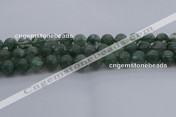 CGQ515 15.5 inches 14mm round matte imitation green phantom quartz beads