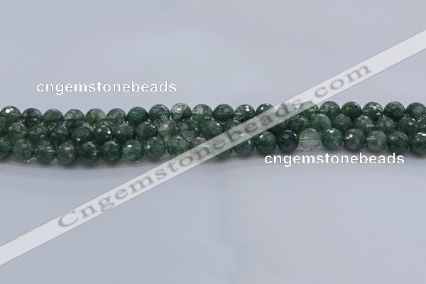 CGQ521 15.5 inches 6mm faceted round imitation green phantom quartz beads