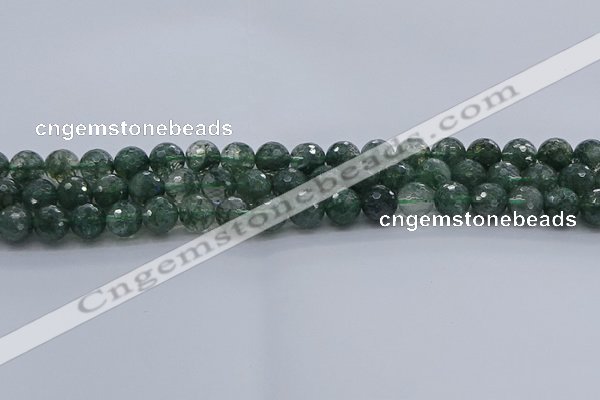 CGQ522 15.5 inches 8mm faceted round imitation green phantom quartz beads