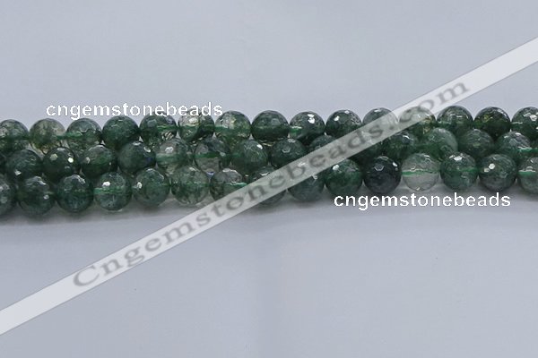 CGQ523 15.5 inches 10mm faceted round imitation green phantom quartz beads