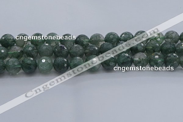 CGQ525 15.5 inches 14mm faceted round imitation green phantom quartz beads