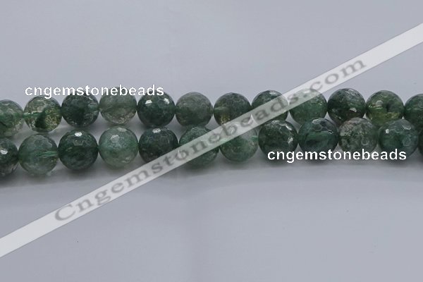 CGQ526 15.5 inches 16mm faceted round imitation green phantom quartz beads