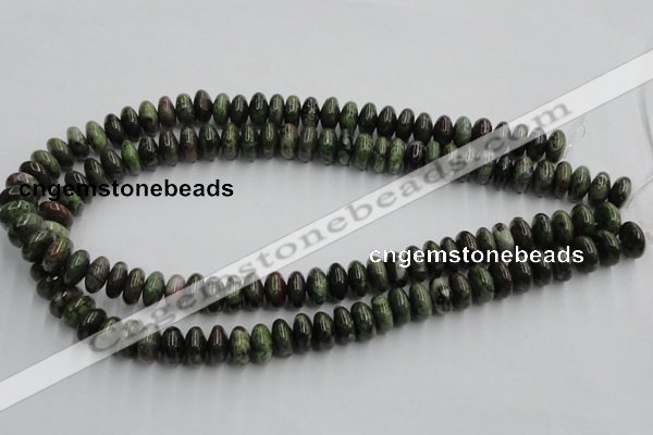 CGR05 16 inches 6*12mm rondelle green rain forest stone beads wholesale