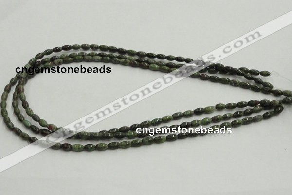 CGR06 16 inches 4*6mm rice green rain forest stone beads wholesale