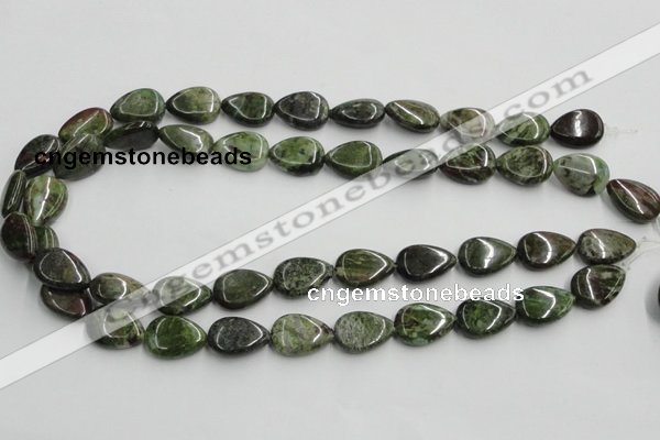 CGR09 16 inches 13*18mm flat teardrop green rain forest stone beads