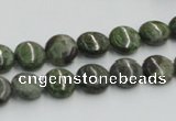 CGR15 16 inches 10mm flat round green rain forest stone beads wholesale