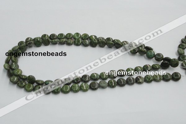 CGR15 16 inches 10mm flat round green rain forest stone beads wholesale