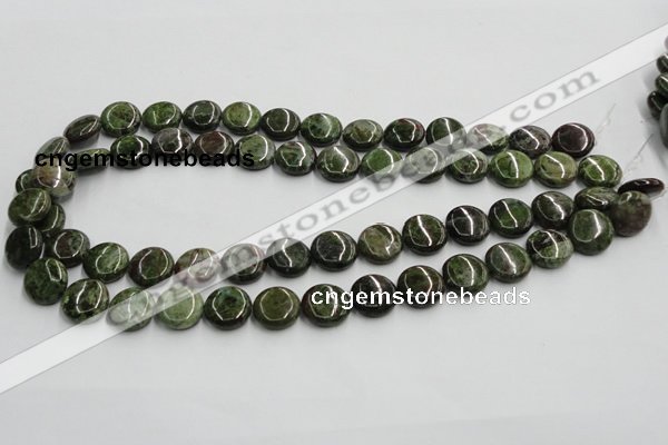 CGR16 16 inches 14mm flat round green rain forest stone beads wholesale