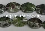 CGR22 15.5 inches 13*18mm wavy oval green rain forest stone beads