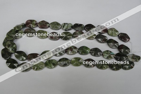 CGR22 15.5 inches 13*18mm wavy oval green rain forest stone beads