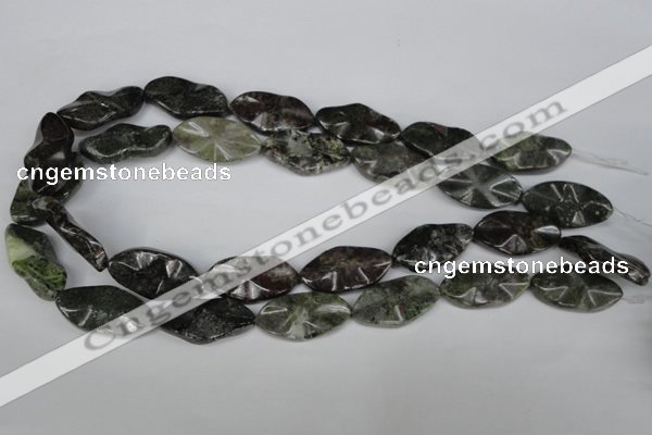 CGR23 15.5 inches 15*28mm wavy marquise green rain forest stone beads