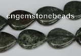 CGR24 15.5 inches 15*20mm flat teardrop green rain forest stone beads