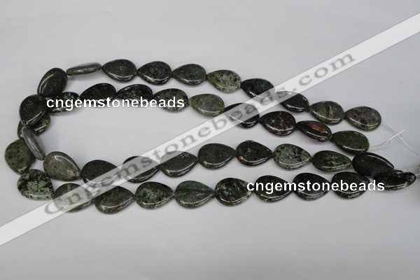 CGR24 15.5 inches 15*20mm flat teardrop green rain forest stone beads