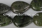 CGR25 15.5 inches 18*25mm flat teardrop green rain forest stone beads