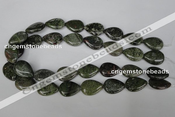 CGR25 15.5 inches 18*25mm flat teardrop green rain forest stone beads