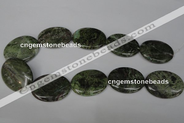 CGR29 15.5 inches 30*40mm oval green rain forest stone beads