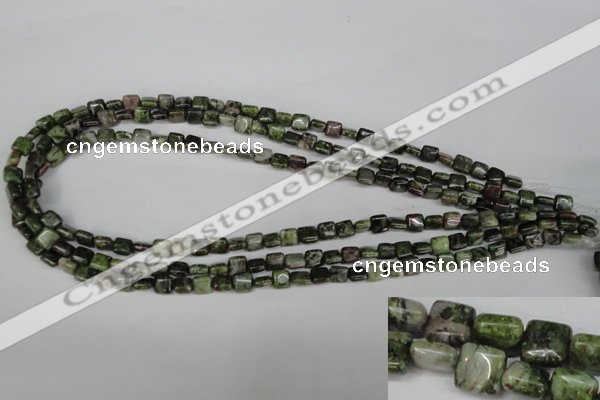 CGR31 15.5 inches 6*6mm square green rain forest stone beads