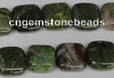 CGR32 15.5 inches 10*10mm square green rain forest stone beads