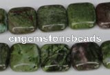 CGR33 15.5 inches 14*14mm square green rain forest stone beads