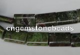 CGR35 15.5 inches 10*14mm flat tube green rain forest stone beads