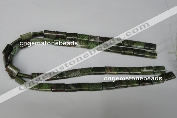 CGR35 15.5 inches 10*14mm flat tube green rain forest stone beads