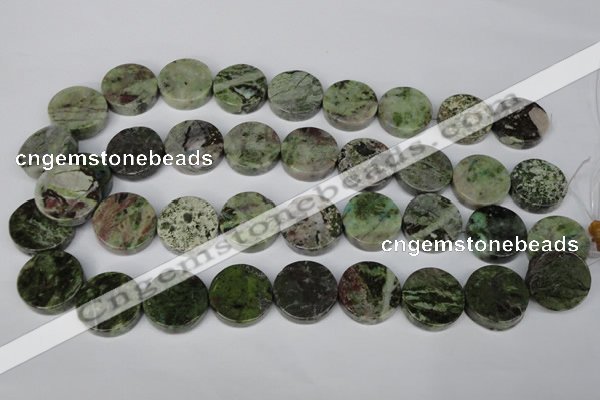 CGR38 15.5 inches 22mm coin green rain forest stone beads