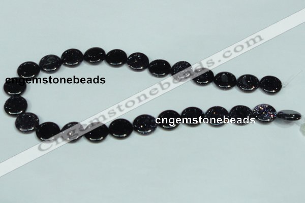 CGS122 15.5 inches 15mm flat round blue goldstone beads wholesale