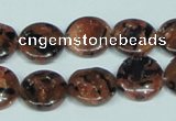 CGS208 15.5 inches 14mm flat round blue & brown goldstone beads wholesale