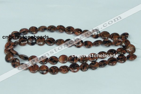 CGS208 15.5 inches 14mm flat round blue & brown goldstone beads wholesale