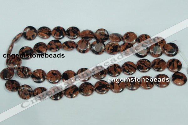 CGS209 15.5 inches 16mm flat round blue & brown goldstone beads wholesale