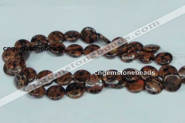 CGS210 15.5 inches 20mm flat round blue & brown goldstone beads wholesale