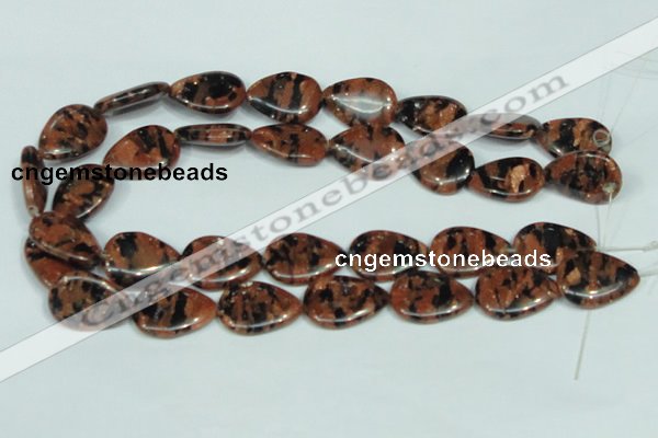 CGS214 15.5 inches 18*25mm flat teardrop blue & brown goldstone beads