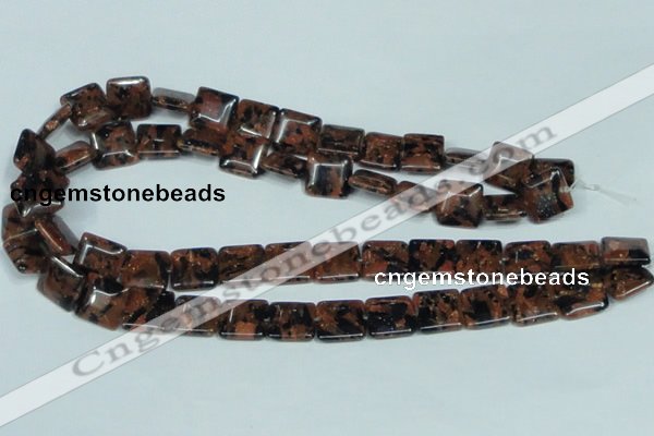 CGS215 15.5 inches 14*14mm square blue & brown goldstone beads wholesale