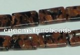 CGS217 15.5 inches 13*18mm rectangle blue & brown goldstone beads