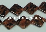 CGS219 15.5 inches 14*14mm diamond blue & brown goldstone beads