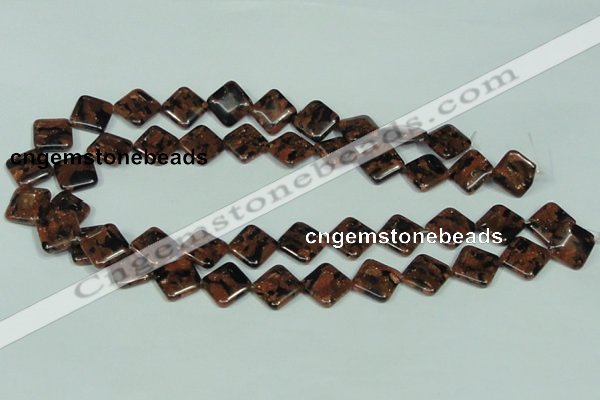 CGS219 15.5 inches 14*14mm diamond blue & brown goldstone beads