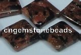 CGS220 15.5 inches 20*20mm diamond blue & brown goldstone beads