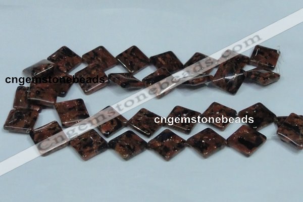 CGS220 15.5 inches 20*20mm diamond blue & brown goldstone beads