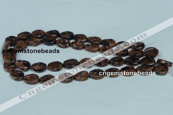 CGS221 15.5 inches 13*18mm twisted oval blue & brown goldstone beads