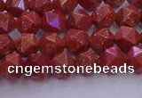 CGS451 15.5 inches 6mm faceted nuggets goldstone beads wholesale