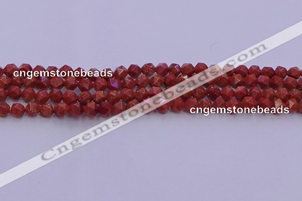 CGS451 15.5 inches 6mm faceted nuggets goldstone beads wholesale