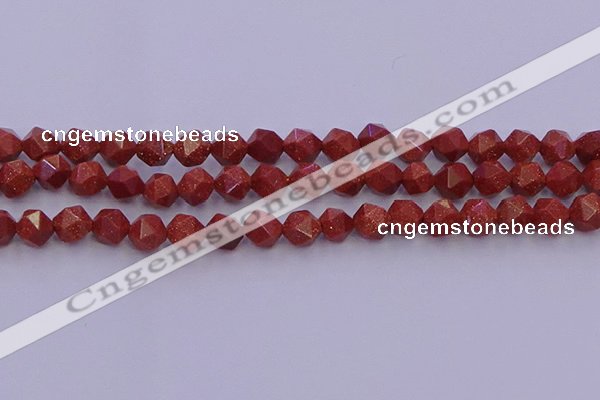 CGS452 15.5 inches 8mm faceted nuggets goldstone beads wholesale